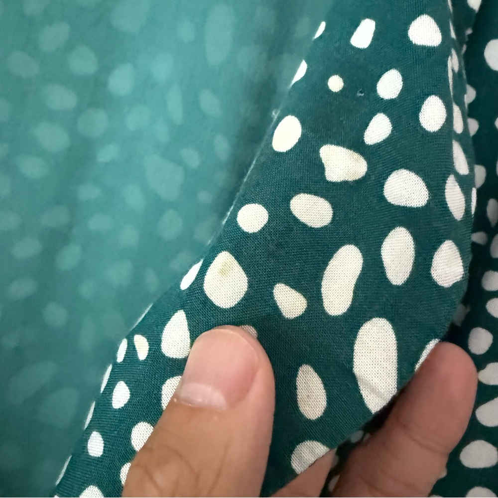 SEVEN WONDERS green white dot cheetah leopard animal ruffle wrap mini dress - Picture 6 of 8